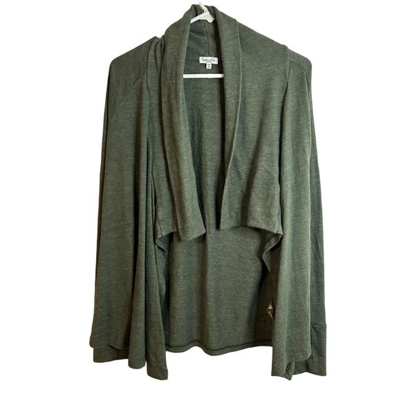 Splendid Green Heather Overlap Open Front Cardigan size XS cotton blend - Picture 1 of 4